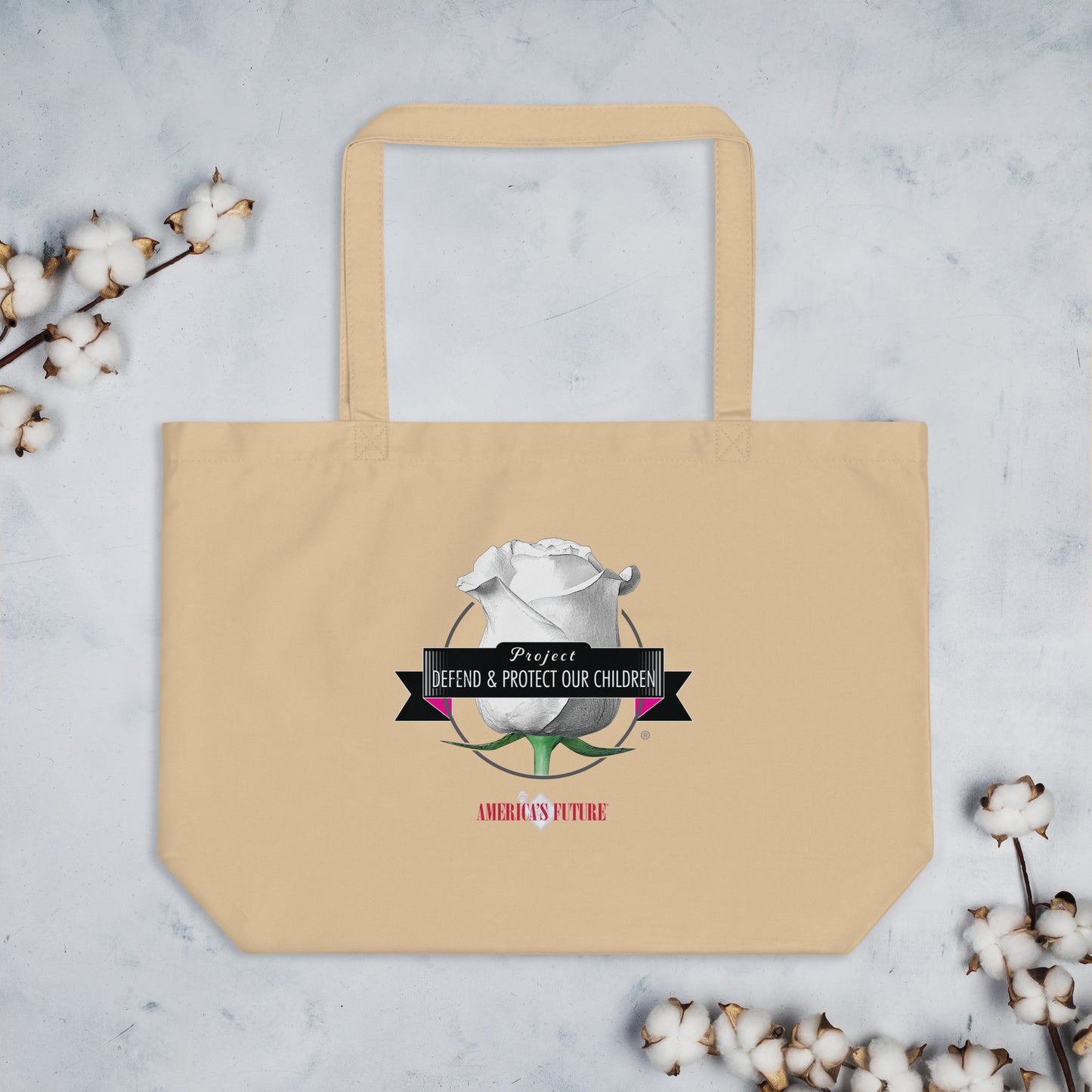 Project Defend & Protect Our Children Large Organic Tote Bag | Awareness & Advocacy Bag