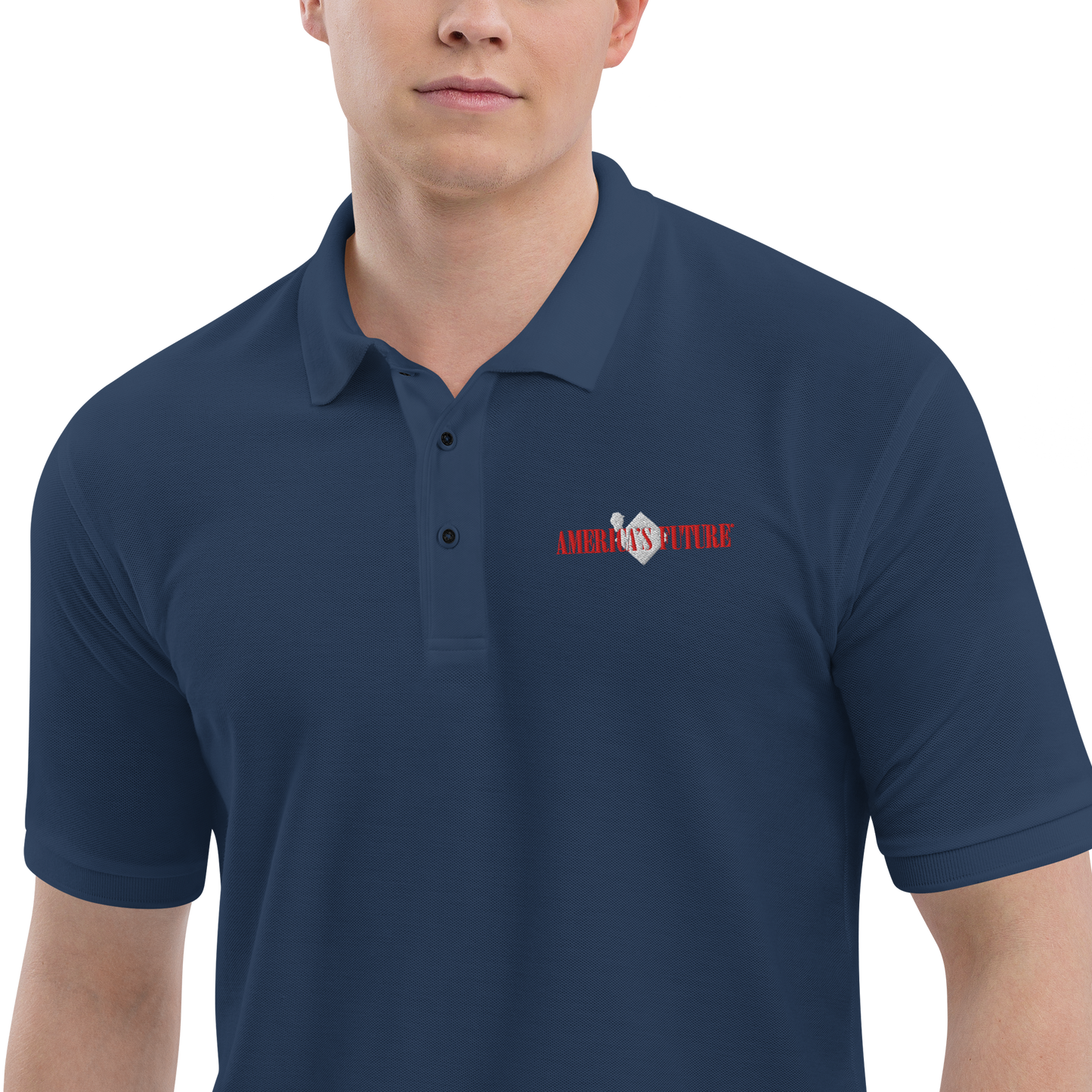 America’s Future Premium Men’s Polo Shirt | Patriotic Embroidered Polo