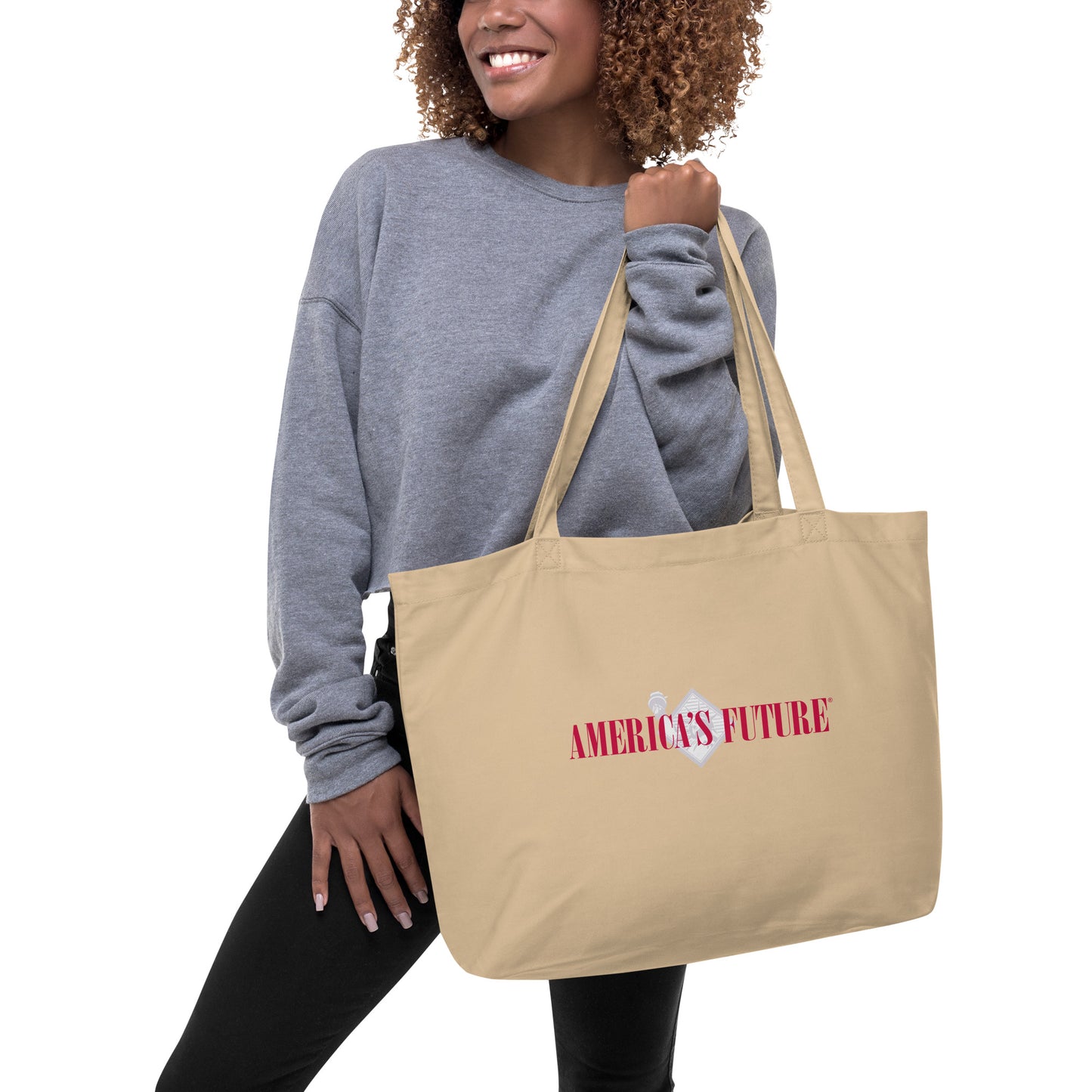 America’s Future Large Organic Tote Bag | Patriotic Eco-Friendly Carryall