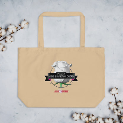 Project Defend & Protect Our Children Large Organic Tote Bag | Awareness & Advocacy Bag