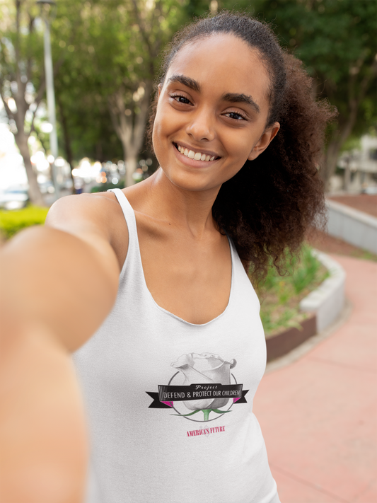 Project Defend & Protect Our Children Women's Racerback Tank | Stand for Justice & Awareness