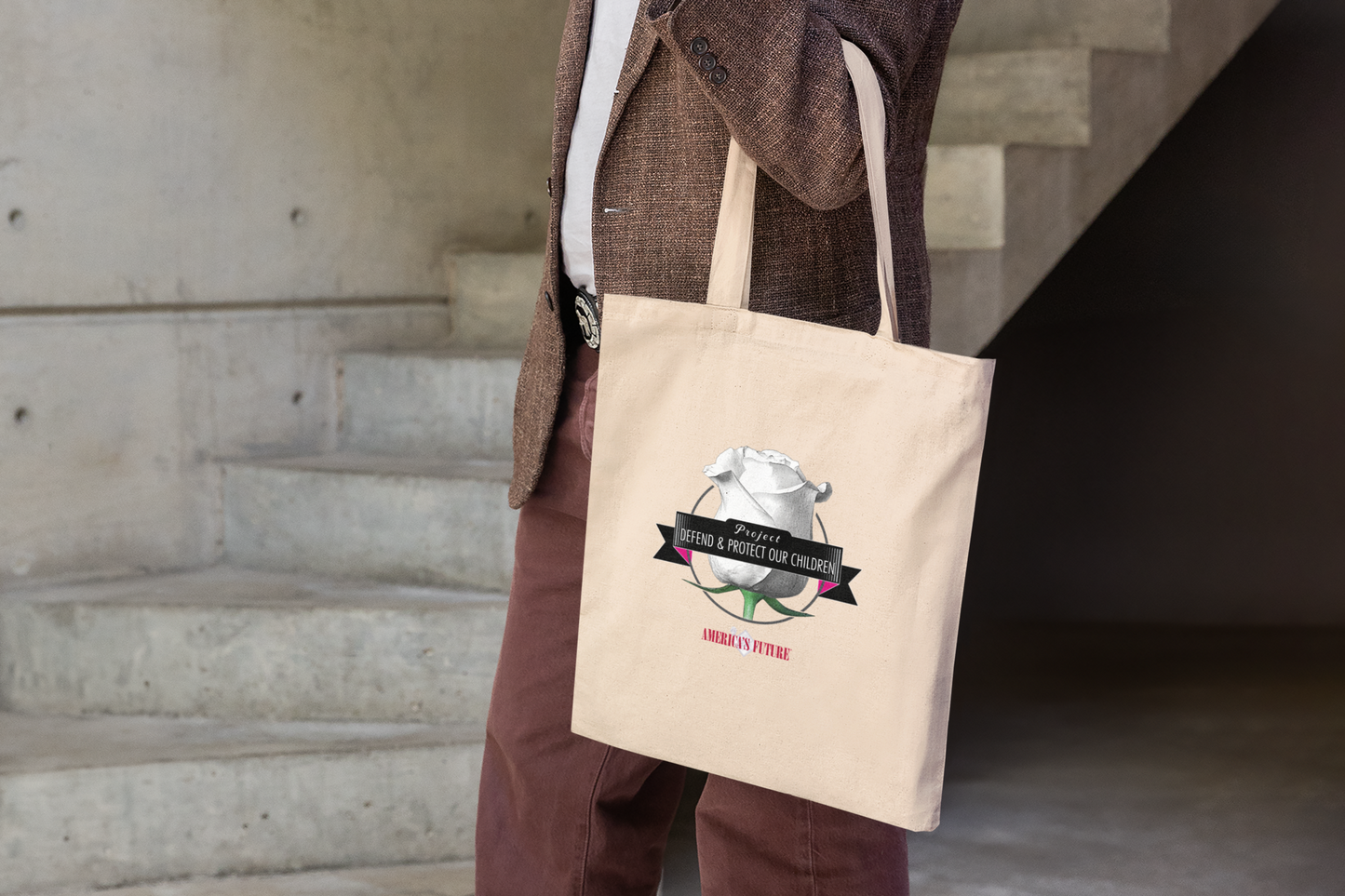 Project Defend & Protect Our Children Large Organic Tote Bag | Awareness & Advocacy Bag