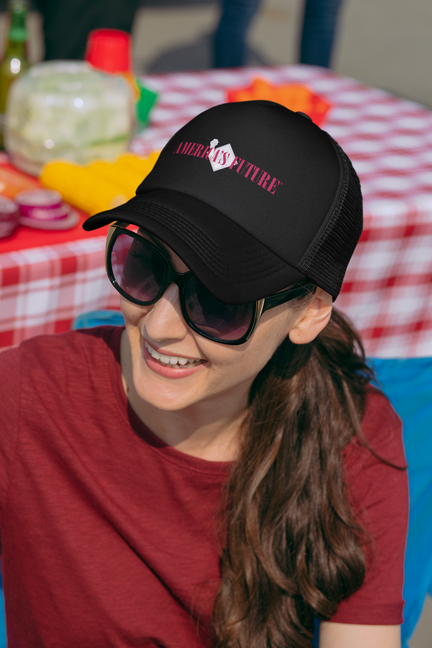 America’s Future Closed-Back Trucker Cap | Patriotic Embroidered Hat for Everyday Wear