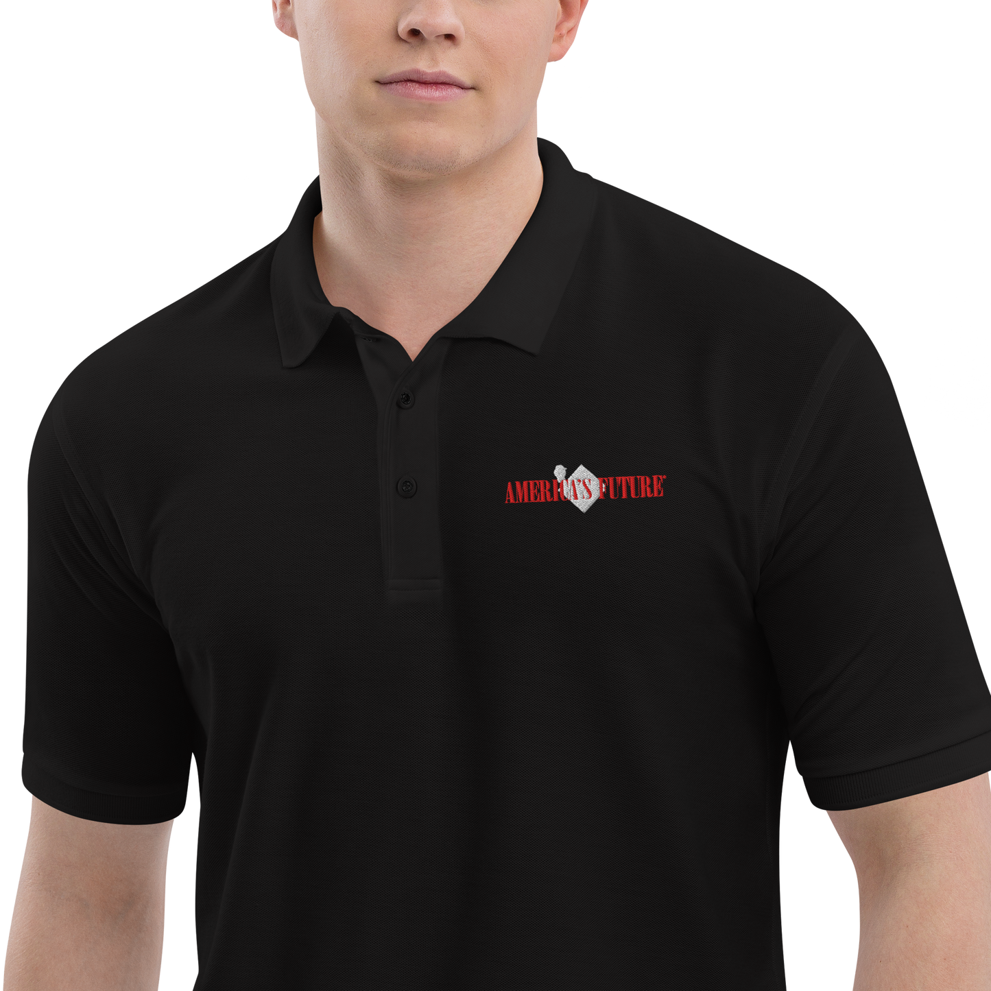 America’s Future Premium Men’s Polo Shirt | Patriotic Embroidered Polo