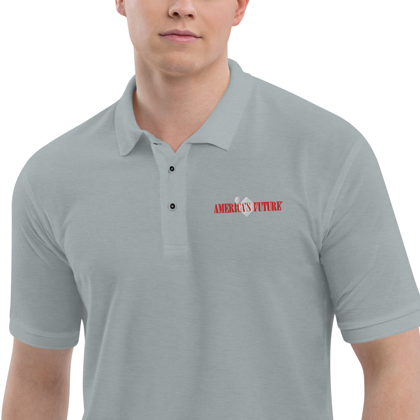 America’s Future Premium Men’s Polo Shirt | Patriotic Embroidered Polo