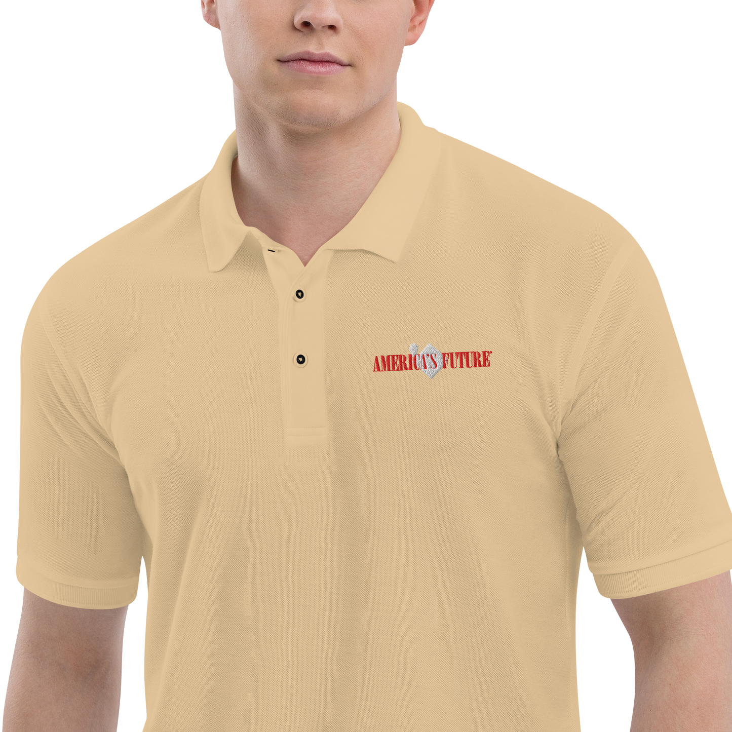 America’s Future Premium Men’s Polo Shirt | Patriotic Embroidered Polo