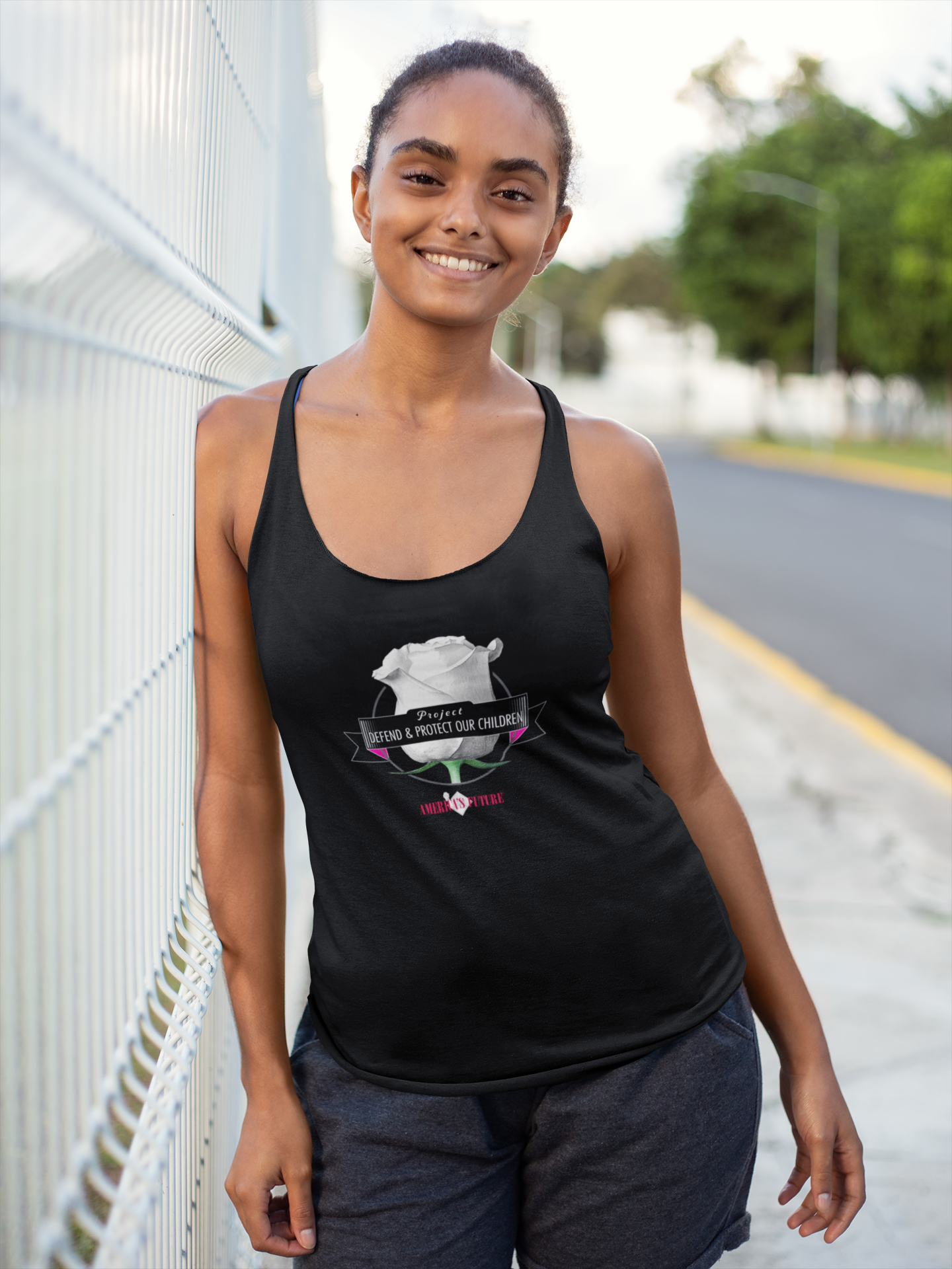 Project Defend & Protect Our Children Women's Racerback Tank | Stand for Justice & Awareness