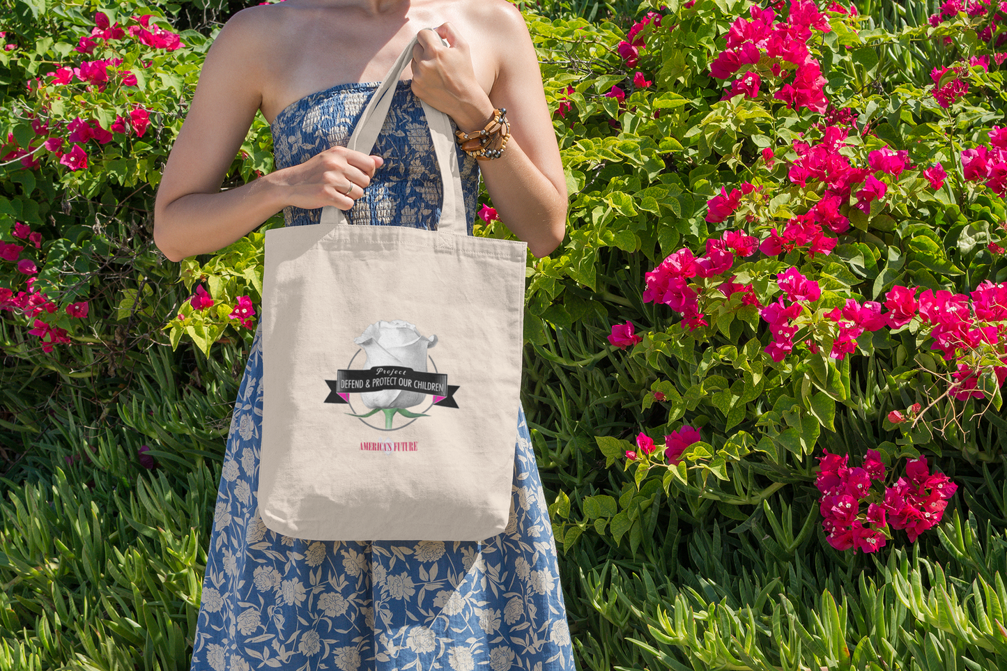 Project Defend & Protect Our Children Large Organic Tote Bag | Awareness & Advocacy Bag