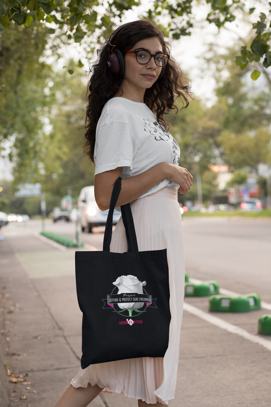 Project Defend & Protect Our Children Large Organic Tote Bag | Awareness & Advocacy Bag