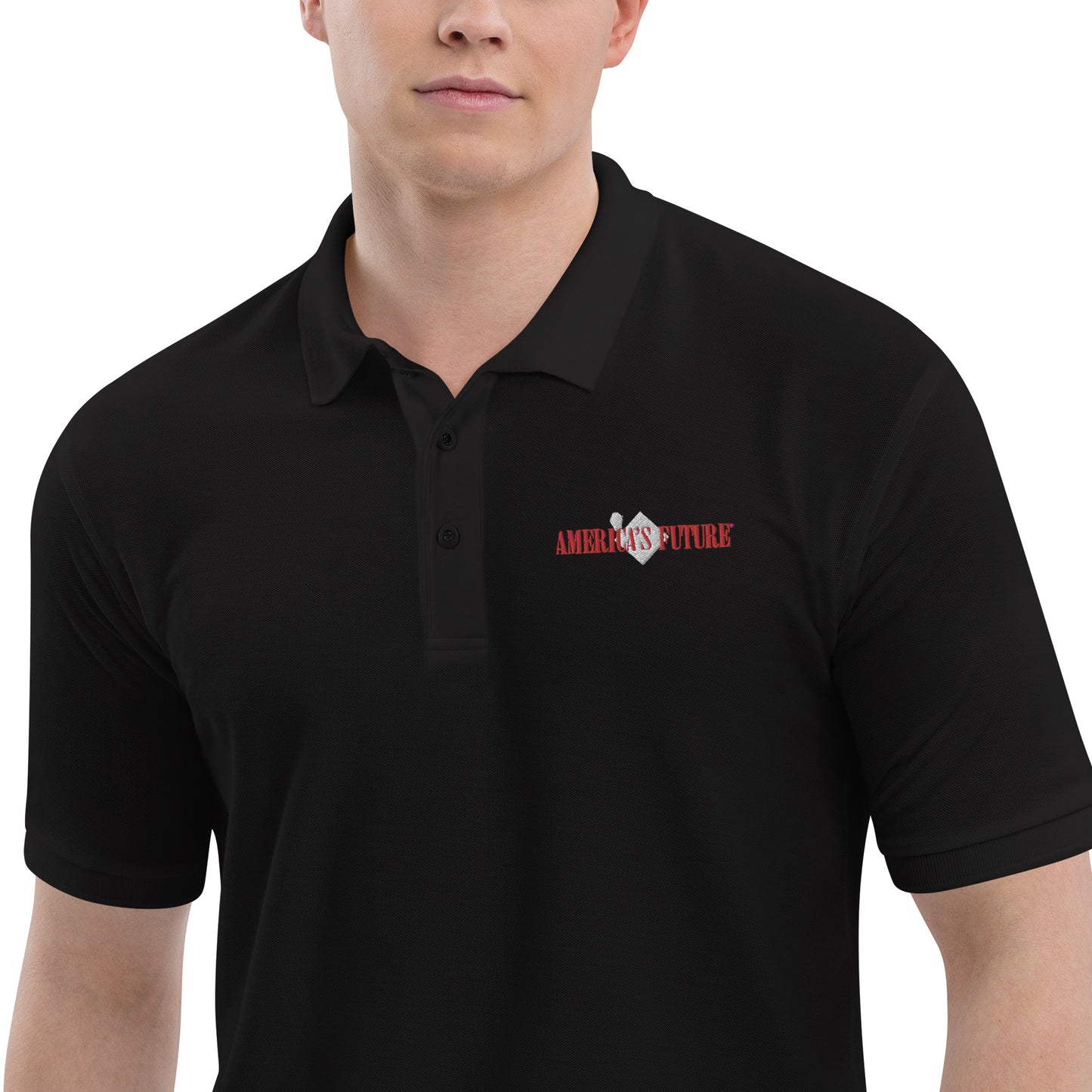 America’s Future Premium Men’s Polo Shirt | Patriotic Embroidered Polo