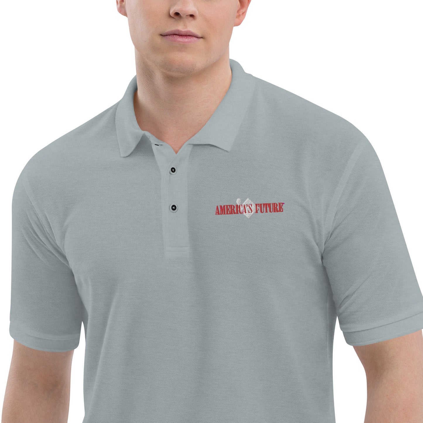 America’s Future Premium Men’s Polo Shirt | Patriotic Embroidered Polo