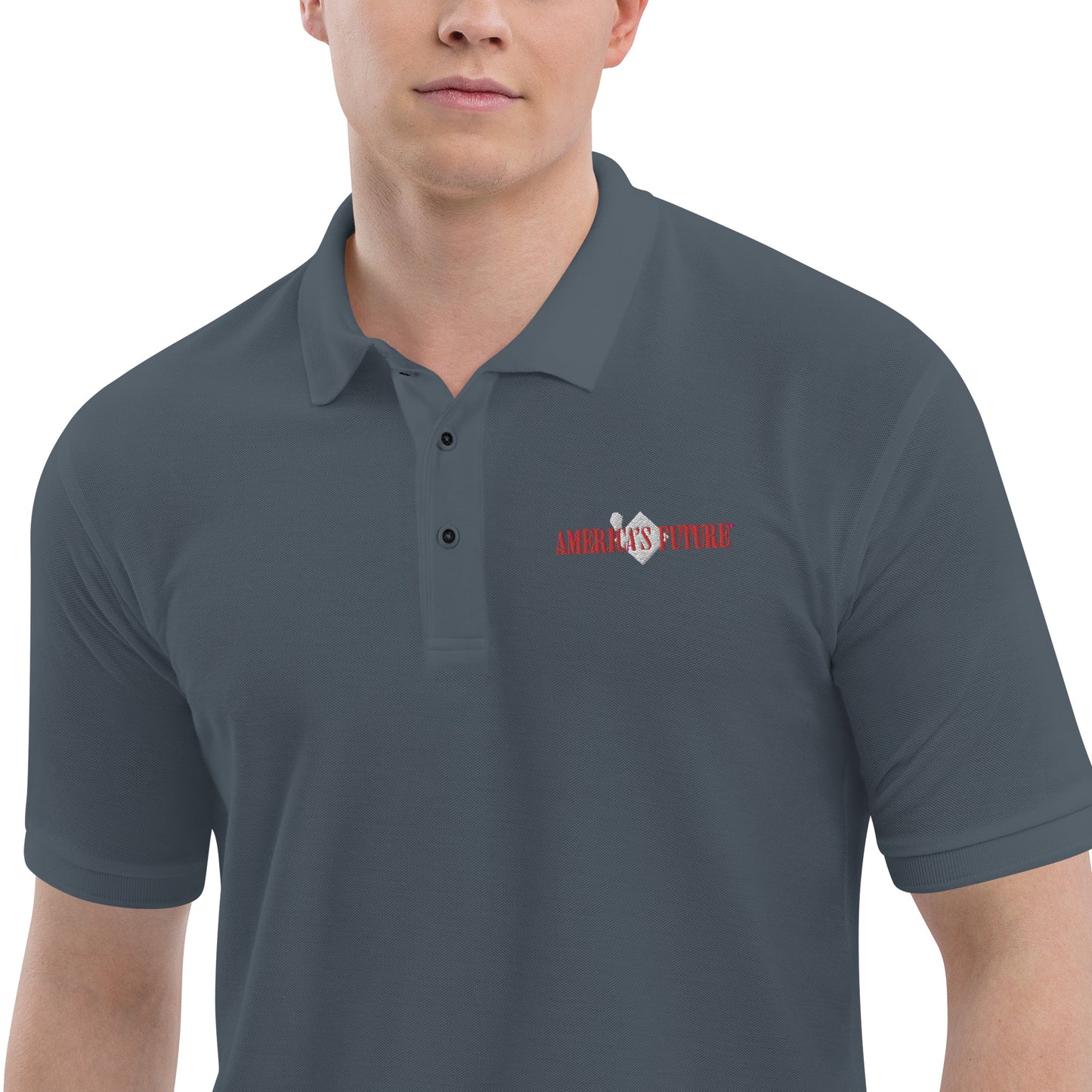 America’s Future Premium Men’s Polo Shirt | Patriotic Embroidered Polo