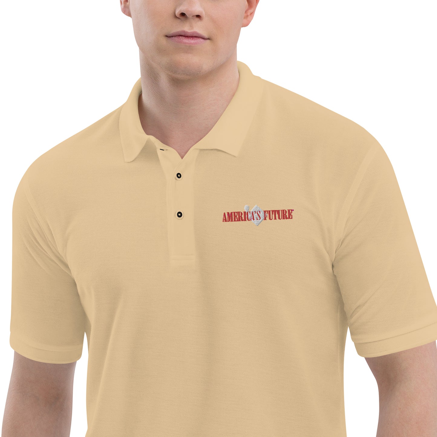 America’s Future Premium Men’s Polo Shirt | Patriotic Embroidered Polo