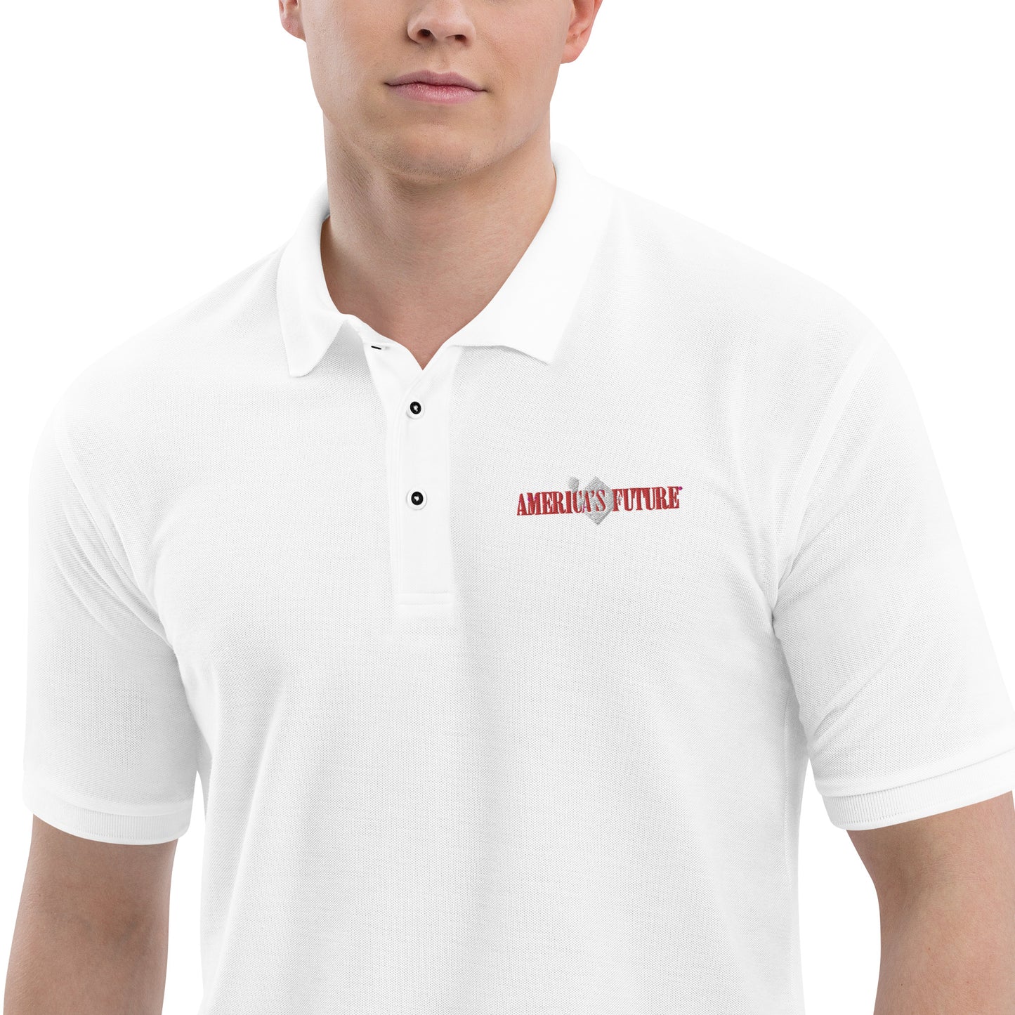 America’s Future Premium Men’s Polo Shirt | Patriotic Embroidered Polo