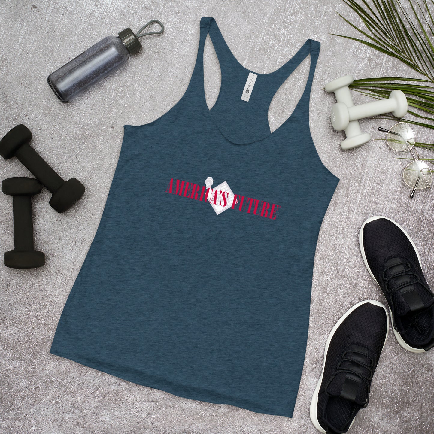 America's Future Women’s Racerback Tank | Patriotic & Conservative Workout Shirt