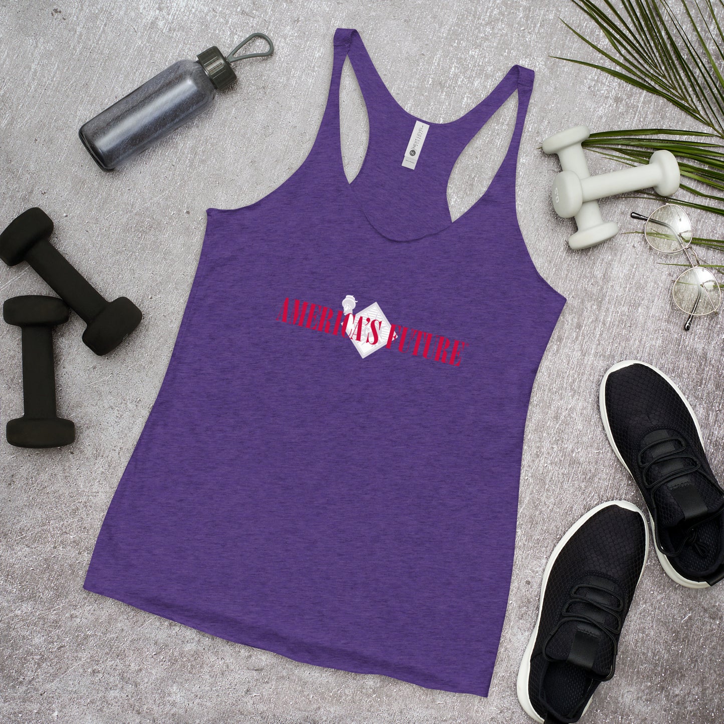 America's Future Women’s Racerback Tank | Patriotic & Conservative Workout Shirt