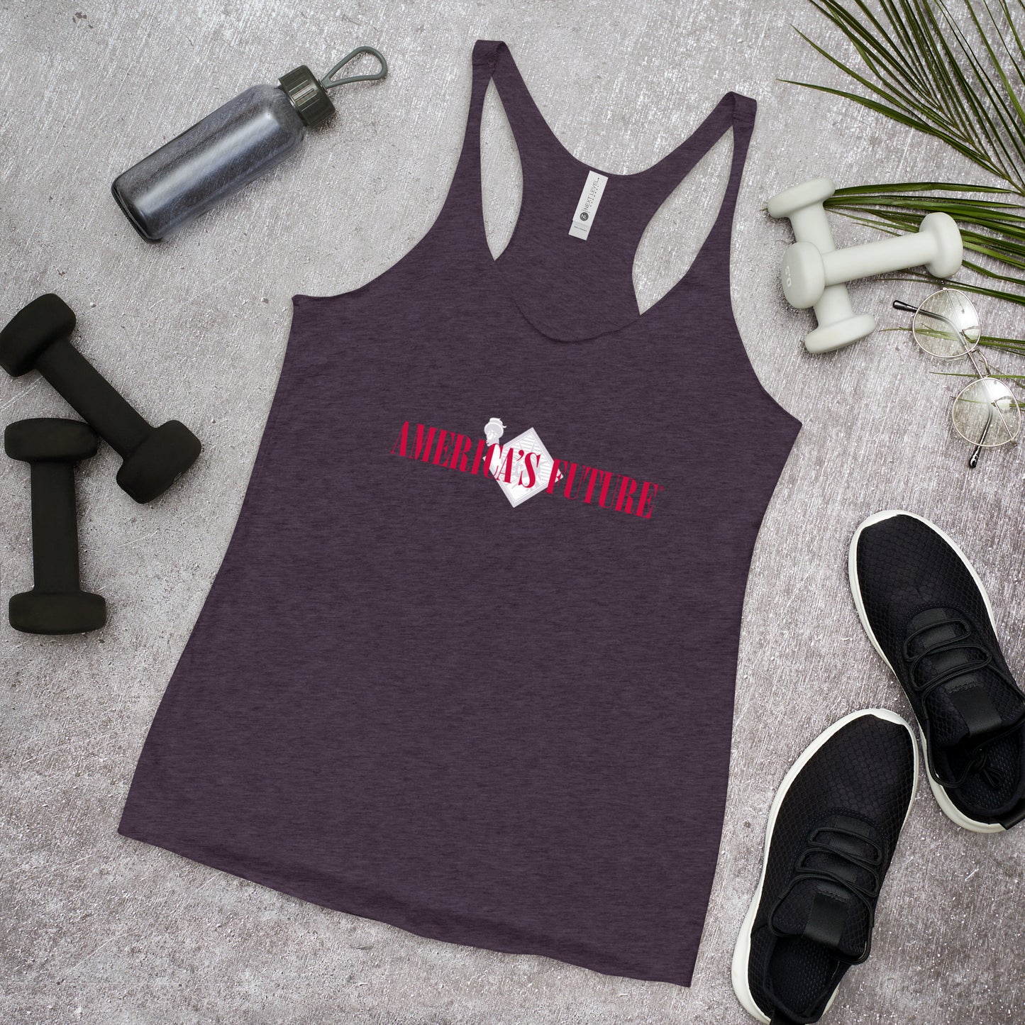 America's Future Women’s Racerback Tank | Patriotic & Conservative Workout Shirt
